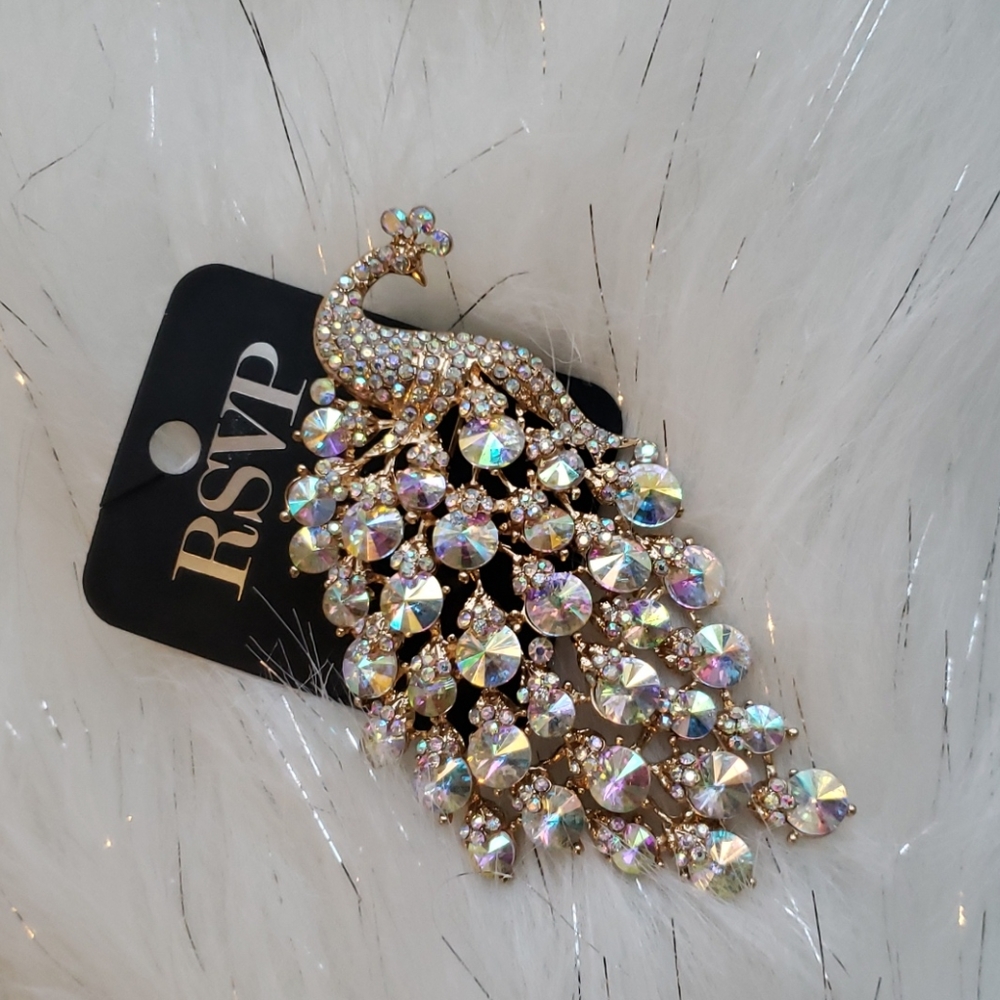RSVP.Rhinestone Peacock Jewelry Brooch/Pin